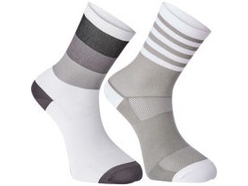 Madison Sportive mid sock twin pack, block stripe white/cloud grey