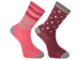 Madison Sportive long sock twin pack, hex dots classy burgundy/berry