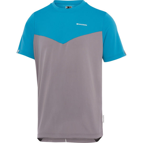 Madison Stellar men's short sleeve jersey, carribean blue / cloud grey click to zoom image