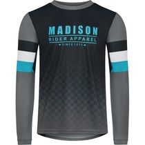 Madison Alpine men's long sleeve jersey, black / blue curaco