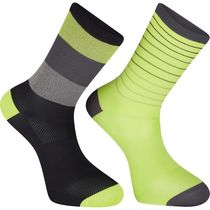 Madison Sportive long sock twin pack, stripes phantom / lime punch
