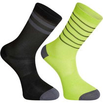 Madison Sportive mid sock twin pack - black and lime punch